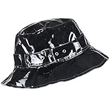 wachstuch taschen ebay 50% Baumwolle -50% Polyester Toutacoo, Regenhut, Wasserdicht, Wachstuch-Optik (4- einfarbig Schwarz)