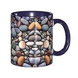 DZBDWZXH Navy Blue Ceramic Coffee Mugs 11oz, (Pebble Stone) Print Restaurant Coffee Mug for Coffee,Cappuccino,Tea,Cocoa,Cereal - Image 1