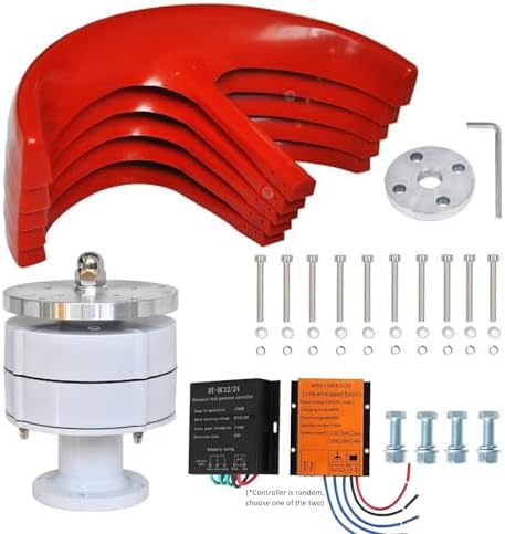 12000W Vertical Wind Turbine Kit, 5 Blades Wind Generator, 3-Phase AC Permanent Magnet, Complete with Controller for Hybrid Wind Solar Systems (White, 12V)