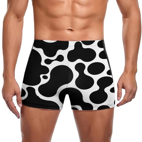Boxer de bain imprimé vache noire et blanche coupe ergonomique homme