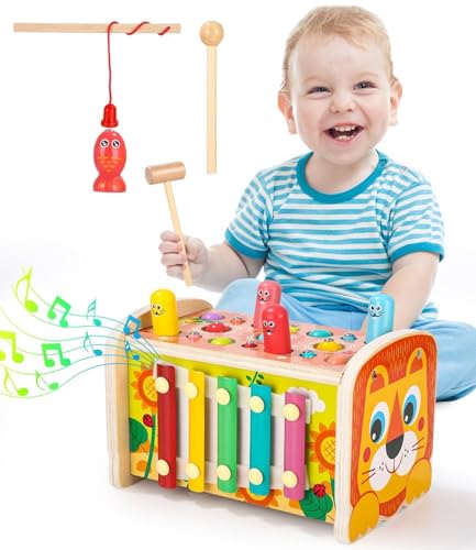 Cexovo Montessori Spielzeug 3 Jahre 4-in-1 Hammerspiel Spielzeugkiste Hammerspiel Holzspielzeug Motorikspielzeug Lernspielzeug,Geschenk Kinderspielzeug ab 3 4 5 Jahre Mädchen Junge Cexovo Montessori Spielzeug 3 Jahre 4-in-1 Hammerspiel Spielzeugkiste Hammerspiel Holzspielzeug Motorikspielzeug Lernspielzeug,Geschenk Kinderspielzeug ab 3 4 5 Jahre Mädchen Junge