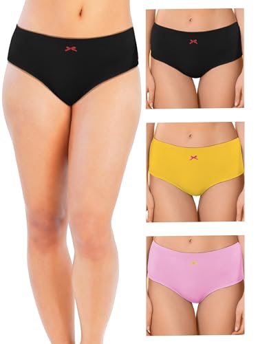Image of DChica Cotton Panties for Women, Comfortable Mid Waist Hipster Panty with Stretchable Waistband Full Coverage Breathable Underwear /Briefs for Ladies