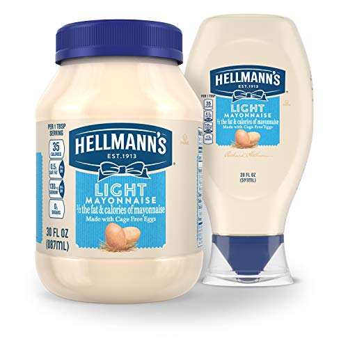 Hellmann's Light Mayonnaise Light Mayo Squeeze Bottle Pack of 3 For a Creamy Condiment for Sandwiches and Simple Meals Made With 100% Cage-Free Eggs 20 oz