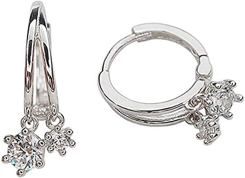 CZ Charm Dangle Drop Double Mini Small Hoop Earrings for Women Teen Girls Cartilage S925 Sterling Silver Cute Huggie Hinged Hoops Hypoallergenic Jewelry Gifts for Birthday Bff