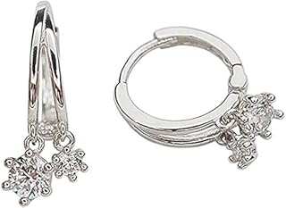 CZ Charm Dangle Drop Double Mini Small Hoop Earrings for Women Teen Girls Cartilage S925 Sterling Silver Cute Huggie Hinged Hoops Hypoallergenic Jewelry Gifts for Birthday Bff