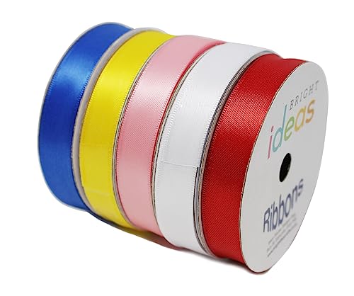 Bright Ideas 15mm Satin Ribbon Spools 5 x 20m Assorted - Image 3