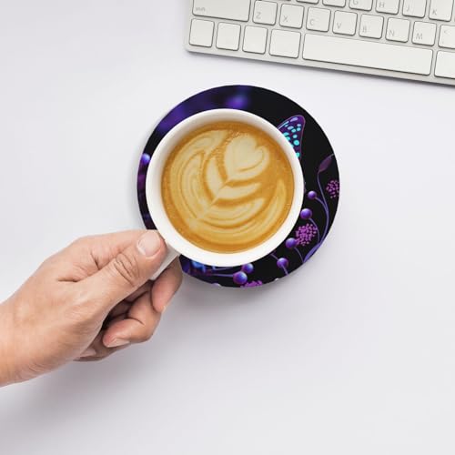 Dessous de verre en céramique violet avec base en liège et support - 7