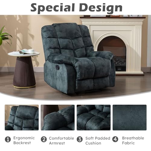 Sillón reclinable manual tela gris miniatura 3