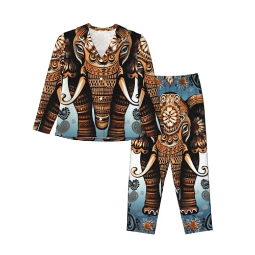 Pyjama doux manches longues femme avec poche ensemble de nuit noir