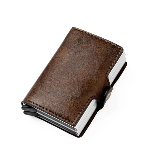 Pop up Card Wallet RFID Blocking Slim Metal Men Credit Card Holder Case Business Money Pocket Double Card Case for Men and Women (coffee)