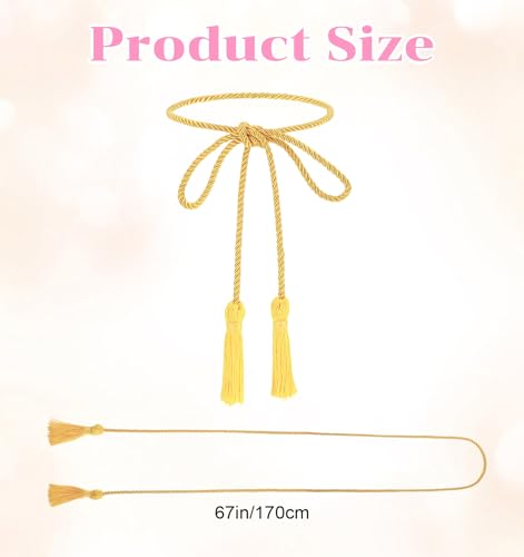 67 Inch Gold Rope Belt, Tie Belts for Women, Rope Belts Women Skirt Dress (Gold)3