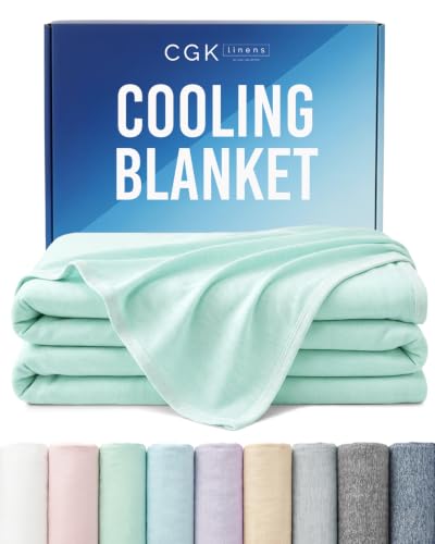 Image of Cooling Blanket for Hot Sleepers - Cold Blanket Throw Size - Double-Sided, Ultra Cool for Summer, Night Sweats & All Seasons - Soft, Lightweight & Breathable for Couch, Bed or Sofa - Green, 50 inch x 60 inch