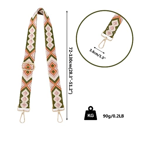 Image of Purse Strap Replacement Wide Adjustable Crossbody Shoulder Strap Guitar Straps for Handbag Rhombus Green
