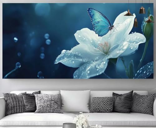 Pintura diamante de mariposa y flores para punto de cruz y cuadros por números de 30x60cm