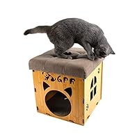 GPR 多用途 猫用 ベッド ソファ ハウス 腰掛け ドーム型ベッド かわいい 木材使用 椅子式 キャットハウス スツール ドッグハウス 部屋飼い おうち ベッド ハウス 隠れ家 サイドテーブル 工具不要 組立簡単 最大荷重 150KG （ベージュ）