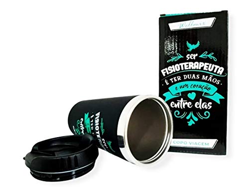 Copo Inox Térmico 450Ml Fisioterapia Preto Fisioterapeuta