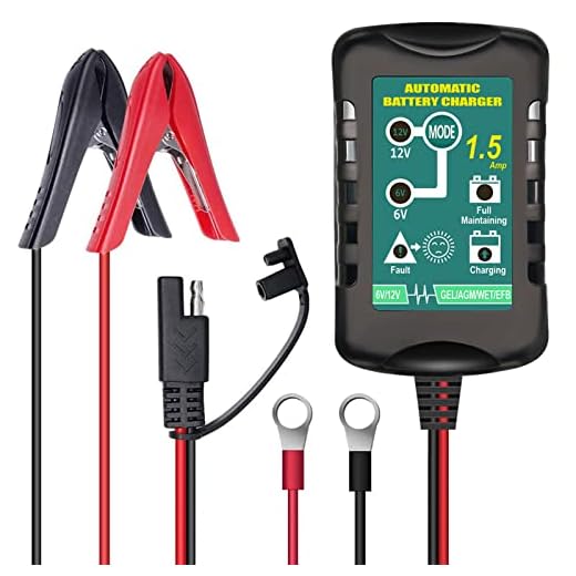 Vemote Trickle Battery Charger Maintainer, 12V / 6V Automatic Smart Battery Charger for Automotive Car Motorcycle Lawn Mower Marine Boat RV ATVs Sealed Lead Acid Battery