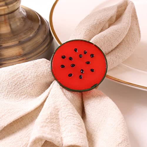 Watermelon Serviette Ring 6Pcs Watermelon Napkin Rings Fruit Napkin Holder Buckles Plastic Fruit Serviette Rings Easter Napkin Buckle For Wedding Party Holiday Table Accessories #TOP1