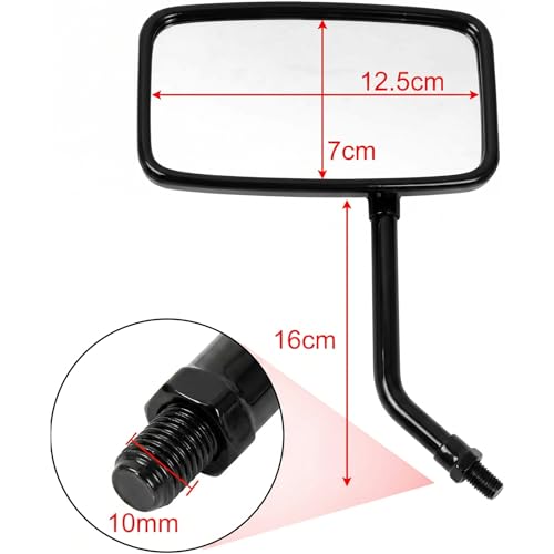 Image of 10 mm Bolt Black Motorcycle Mirrors Universal Handlebar Rear View Side Mirrors Compatible with Harley Kawasaki Suzuki Aprilia Street Mini Bike Cruiser Scooter Cafe Racer Bobber (Black)