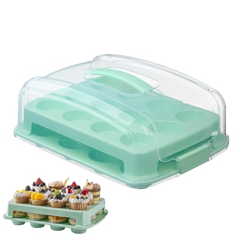 Cupcake -Aufbewahrungsbehälter - Muffin -Träger mit Deckel, tragbarer Lebensmittelorganisator Box, wiederverwendbares Transportkoffer, stapelbare Gebäckhalter, Dessert -Kuchenschale | Ideal für Küchen