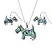Produktbild Kiara Schmuck Scottie Dog Box Set Anhänger mit natürlichen grünlichen blau intarsiert Paua Abalone Shell auf 45,7 cm Trace Kette zusammen mit passenden Hypoallergen Ohrringe rhodiniert.