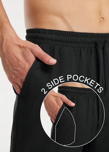 Libin Men's Imitation Linen Pants Elastic Waist Beach Summer Casual Pants Lightweight Travel Long Trousers with Pockets3