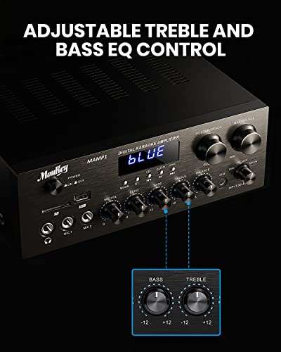 Verstärker, Moukey Bluetooth Leistungsverstärker Dual Kanal Audio Stereo Receiver mit USD, SD,...