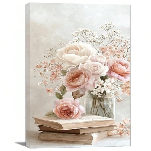 Fleurs sauvages motif bohème sur grande toile 60x100cm prête à suspendre