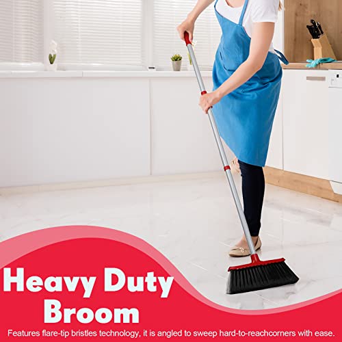 Heavy Duty Broom Outdoor Broom Indoor Commercial Broom Stiff Bristles Broom Push Broom Angle Broom With 51 Inch Broomstick For Easy Sweeping For Home Kitchen Room Office Lobby Floor (6 Pack) #TOP4