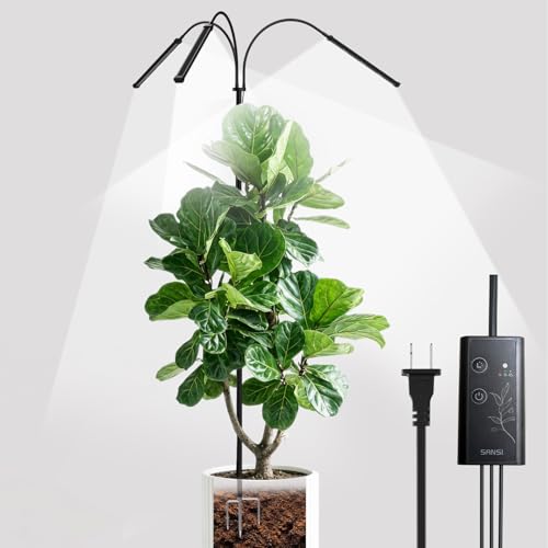 SANSI Plant Grow Light, 45W Grow Lights for Indoor Plants, High PPFD Full Spectrum, 4/8/12H Timer, 4-Level Dimmable, 79"-90" Height Adjustable for Indoor Growing Large Tall Plants, Upgrade P