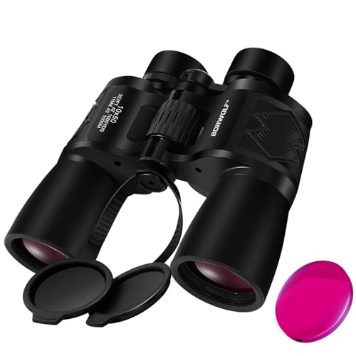 BORWOLF 10X50 ED 26MM Ocular Grande Binocolo Zoom Professionale per Birdwatching e Caccia, Turismo, Arrampicata, Concerti