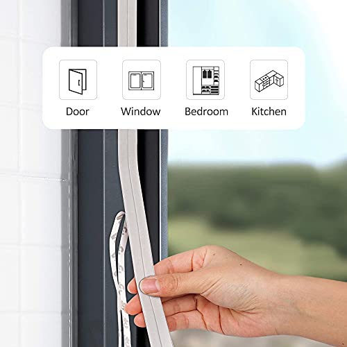 Seal Weather Strip, Sealing Strip for Windows, 12m Sealing Strip, Suitable for Gaps Between Doors and Windows, Dustproof, Waterproof and Anti-Collision (White)