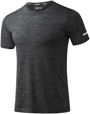 Peakwell Herren Sport T-Shirt Kurzarm Funktionsshirt Laufshirt mit Reflexstreifen für Fitness, Training, Gym