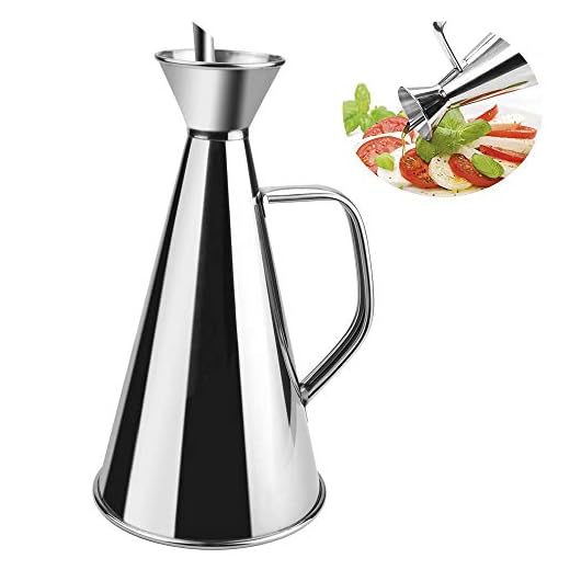 AFASOES Olivolja kanna 500 ml oljedispenser oljeflaska rostfritt stål med pip oljekanna vätskor matoljekanna vinäger och oljedispenser vinägerdispenser i rostfritt stål för olivolja vinägersås (silver)