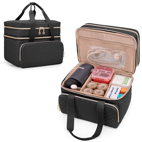 Yarwo Pill Bottle Organizer Empty, Double-Layer Medicine Travel Storage Bag