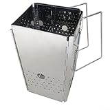 ZWEquipint Zusammenklappbarer Holzkohle-Kaminanzünder für Grill, faltbarer Edelstahl-Feuerstarter mit Tragetasche für Camping und Kochen im Freien, Silber