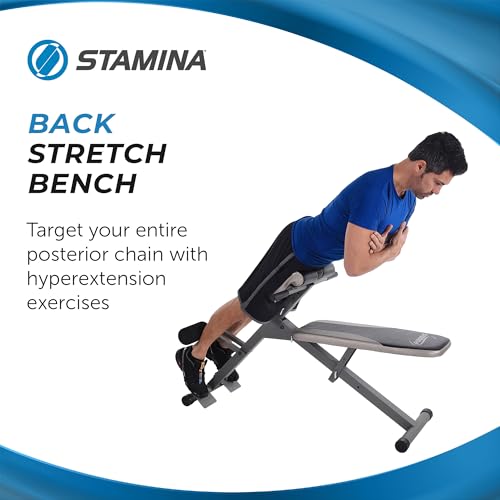Stamina Ab Hyperextension Bench Pro - Adjustable and Foldable Roman Chair with Smart Workout App for Home Workout - Up to 250 lbs Weight Capacity
