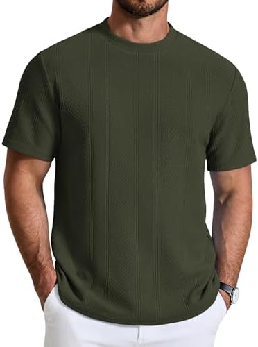 COOFANDY Men's T-Shirt Short Sleeve Crew Neck Textured Shirts Cla...