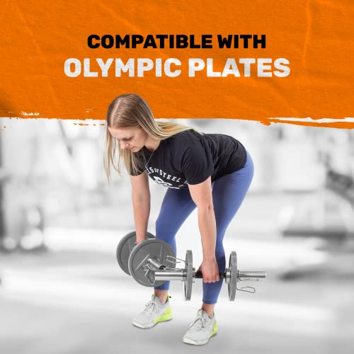 Bells Of Steel Loadable Olympic Dumbbell Handle, Weight Plates Handle - Bright And Black Zinc-Coated, Brass Bushings, Knurled Dumbbell Grips - 28 Mm Diameter Dumbbell Bar, 200 Lb Weight Capacity #TOP4