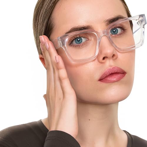Image of livho Oversized Eyewear Frame for Woman and Men - Rectangle Fashion Glasses for Computer, Chic Preppy Frame