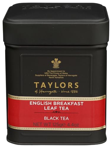 Taylors of Harrogate English Breakfast, Black Loose Leaf, 4.41 Ounce Tin Caddy (Pack of 1), Rich, Bright & Malty, Caffeinated, Premium Whole Leaf Tea