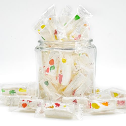 JUJUBE NOUGAT Candy 1 lb – with Jelly Fruit Pieces, No Trans Fats, No Additives, Gluten Free, Individually Wrapped, Bulk Soft Candies in Resealable Bag