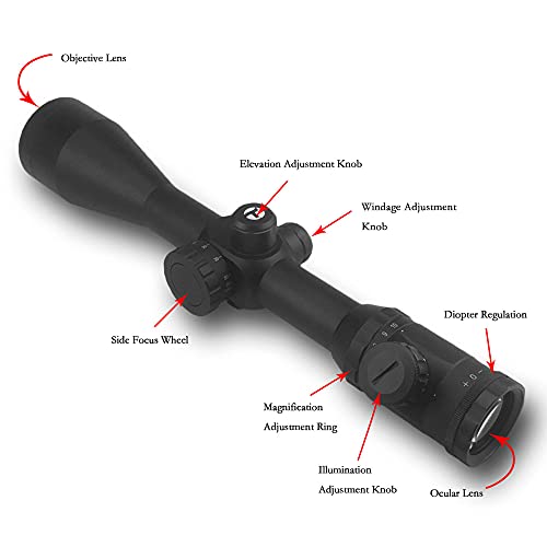 Tydeux 30Mm 2.5-10X52 Illuminated Reticle Side Focus Rifle Scope And 30Mm One Piece Dual Ring Cantilever Heavy Duty Scope Mount For 3/8" Dovetail Multi-Bolt 3 Screw Scope Mount #TOP3