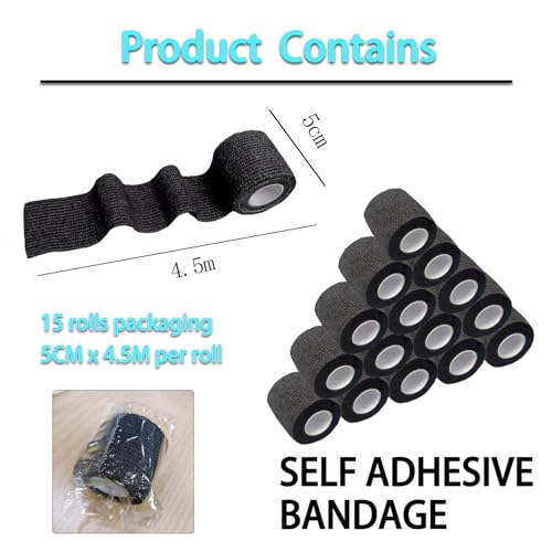 8 Rollen Selbstklebender Verband Bandage, 5cm*4,5m Verband Selbstklebend, Elastischer Fixierbinde Haftbandage Kohäsive Bandage Elastische Binde für Sport Vet Wrap Pet für Katze,Hund,Pferd
