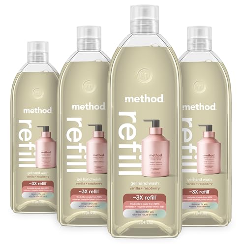 method Premium Gel Hand Soap Refill, Vanilla + Raspberry, 34 fl oz, 4 Pack - image 1