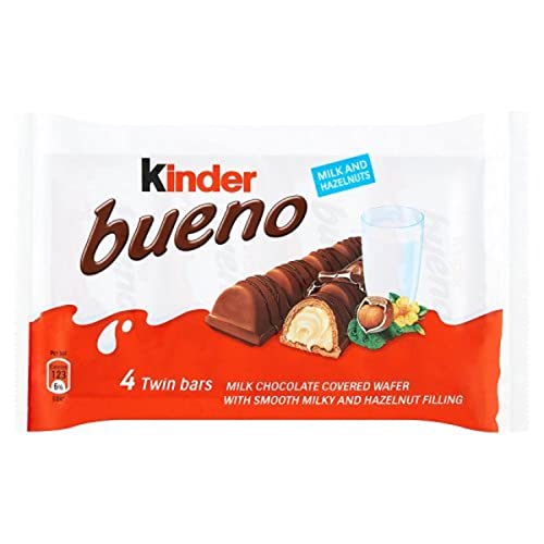 Kinder Bueno - Paquete múltiple de leche y avellana, 4 x 43 g