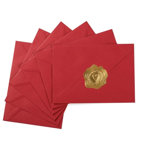 50 Pack A7 Red 5x7 Envelopes Invitation Envelopes with Stickers