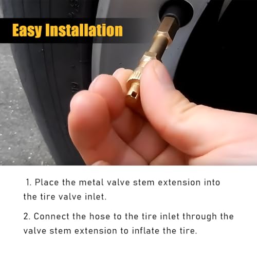 Image of 2PCS Brass Auto Tire Valve Extension Adaptor, 50mm /1.97 inch Long Air Tyre Stem Extender Valve Tool, Tire Stem Inflation Stright Bore for Car Truck Motorcycle Bike Scooter