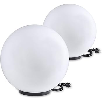 Lhg Kugelleuchten 2er Set Gartenbeleuchtung 50 Cm 60 Cm O Aussenleuchten Weisse Gartenlampen Innen Aussen Gartenkugeln Fur Energiesparlampen E27 Led 230 V 23w Kugellampen Mit Ip44 Amazon De Beleuchtung