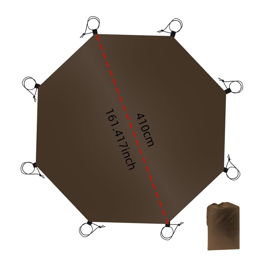 Footprint for Tipi Hot Tent, Ground Sheet Mat, Tent Floor, Waterproof Camping Tarp 6 Person Footprint, Eight-Sided Tent Groundsheet 5000mm Waterproof Ratings 13.45FT